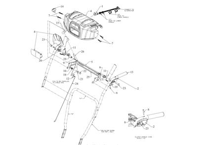 Handle Panel Diagram and Parts List for 2X24-INCH (31AM5BTR710)(2018) Cub Cadet Snow Blower